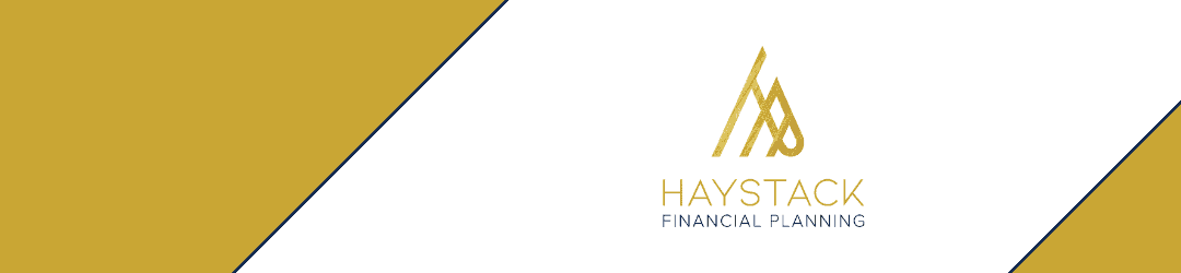 Elegant financial planning business banner with a modern logo on a yellow and white background.