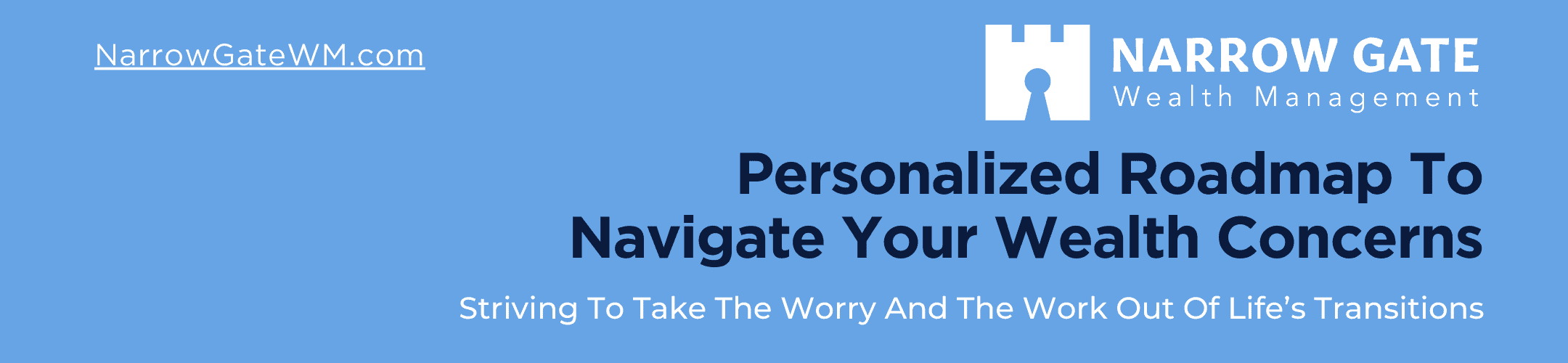 Light blue banner with the Narrow Gate Wealth Management logo; text reads: 