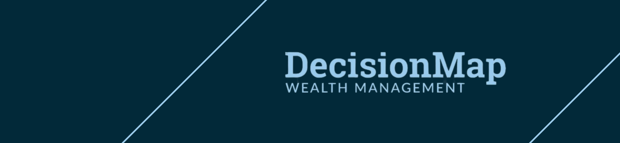 Dark teal background with two diagonal light blue lines and the text 