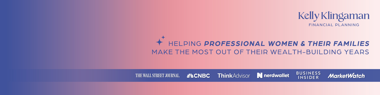 Banner for Kelly Klingaman Financial Planning with the tagline: 